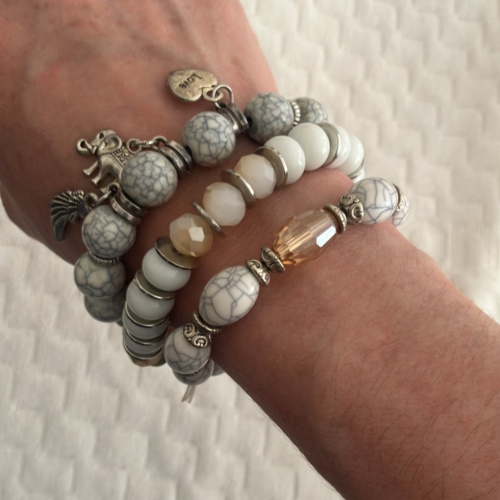 3 set bracelets blue/white colors